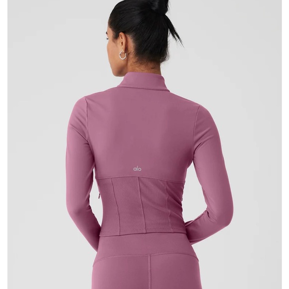 ALO Airbrush Corset Full Zip Jacket, Soft Mulberry, XS - Picture 3 of 10